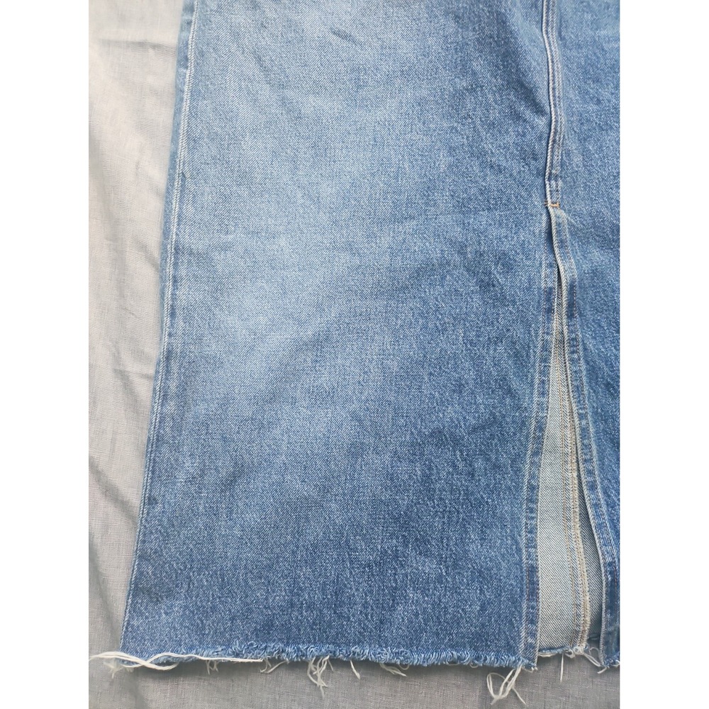 AGOLDE Hilla Denim Maxi Skirt Indigo Blue Raw Hem High Rise Size 30 - Picture 12 of 14